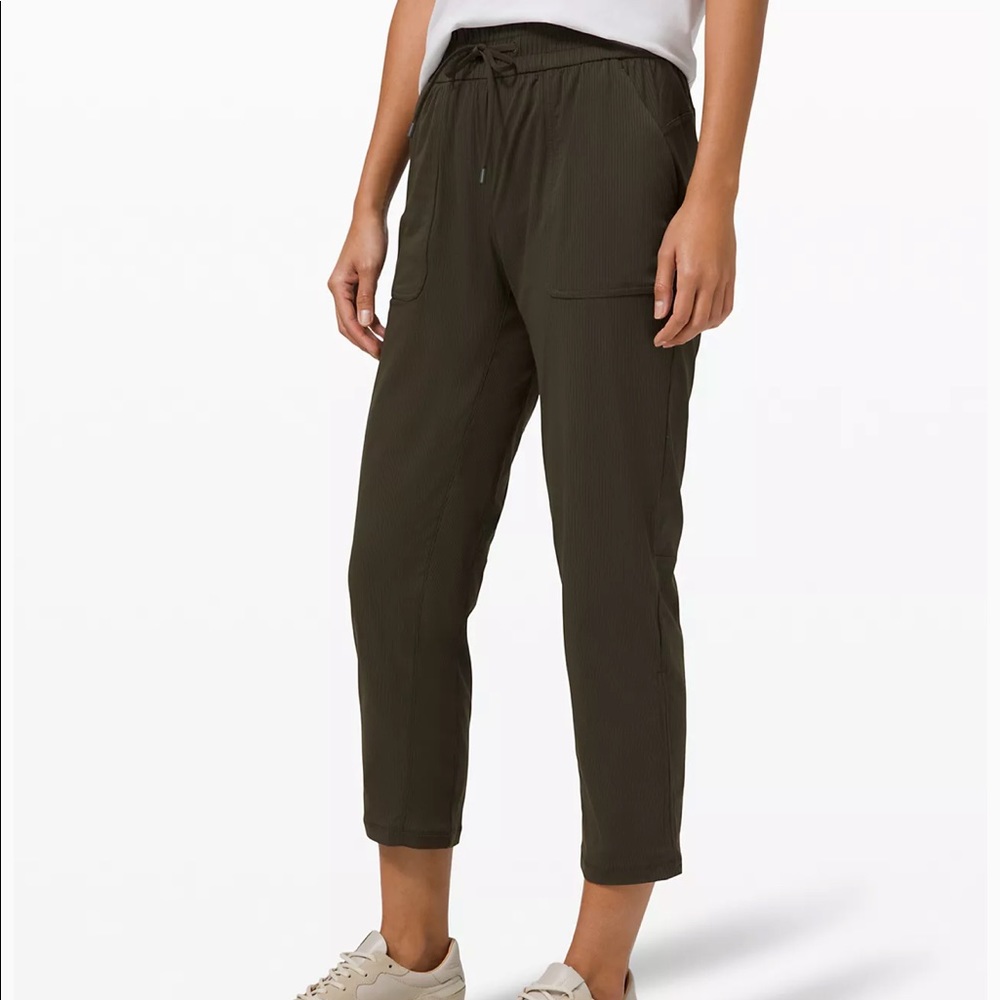 Lululemon Crop Studio Olive Green Pants Size 6